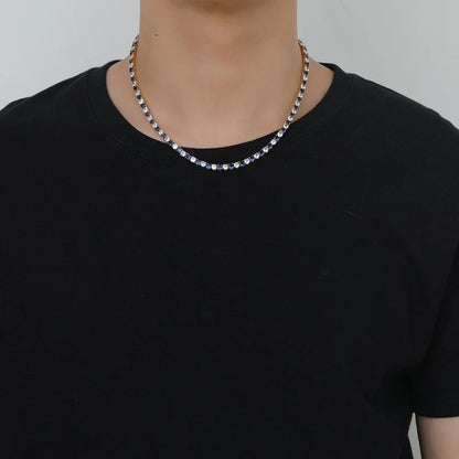 4mm Hip Hop Claw Set Blue CZ Stone Bling Iced Out Tennis Link Chain Chokers Necklaces for Men/Women Jewelry