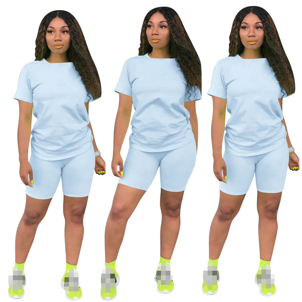 O-neck Crop Top + Short Sets 2 Piece Set For Women