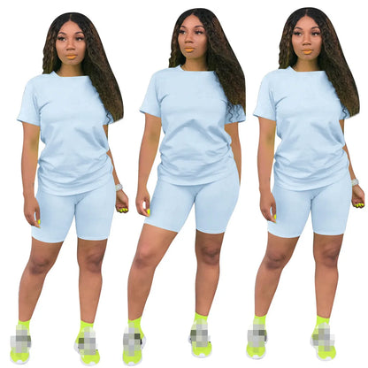 O-neck Crop Top + Short Sets 2 Piece Set For Women