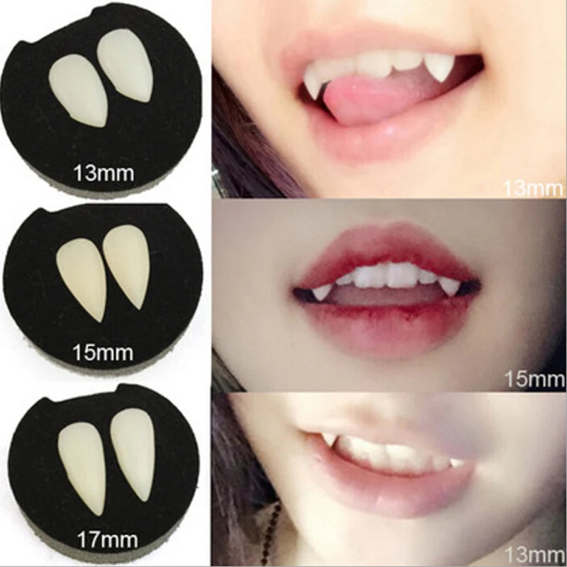 1pair Bloodcurdling Vampire Werewolves Fangs Fake Dentures Teeth Costume Halloween Fad