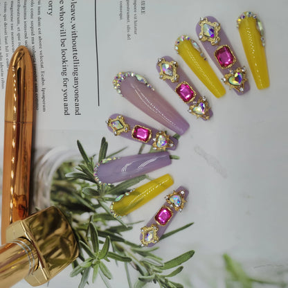 French Press on Nails Acrylic Hand Painted Designer Private Label Logo Customized Packaging Artificial Fingernails