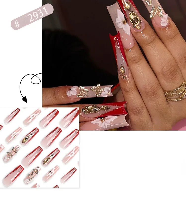 24 Pcs French Style Romantic Art Dating Nail Sets
