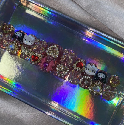 Exclusive Elegant French Design Private Label Short Matte Handmade Press Nails Fake Full Cover Rhinestone Acrylic Artificial