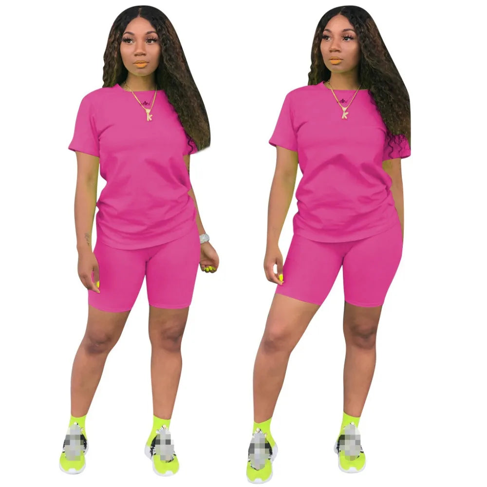 O-neck Crop Top + Short Sets 2 Piece Set For Women