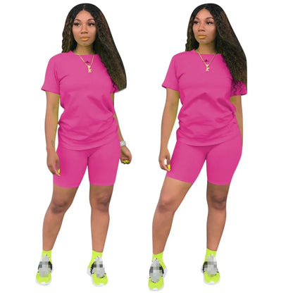 O-neck Crop Top + Short Sets 2 Piece Set For Women