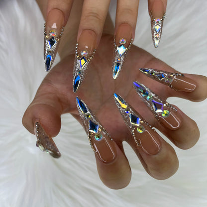 French Press on Nails Acrylic Hand Painted Designer Private Label Logo Customized Packaging Artificial Fingernails