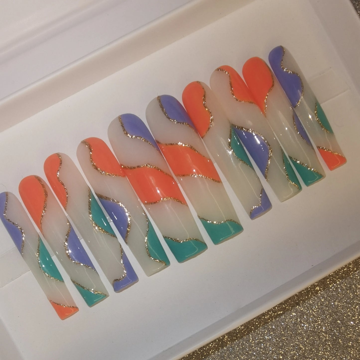 French Press on Nails Acrylic Hand Painted Designer Private Label Logo Customized Packaging Artificial Fingernails