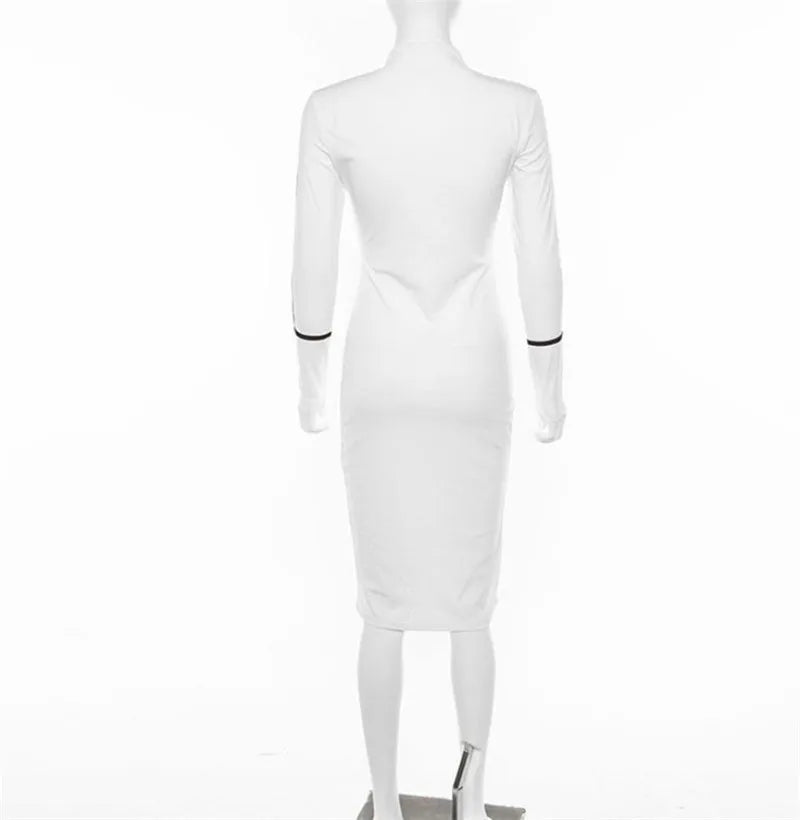 Tight All-around Contrast Slim Fit Midi Dresses