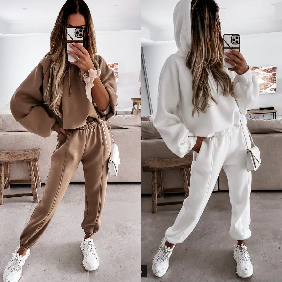 Angela Women Hooded Tracksuit Sports 2 Pieces Set (Streetwear)