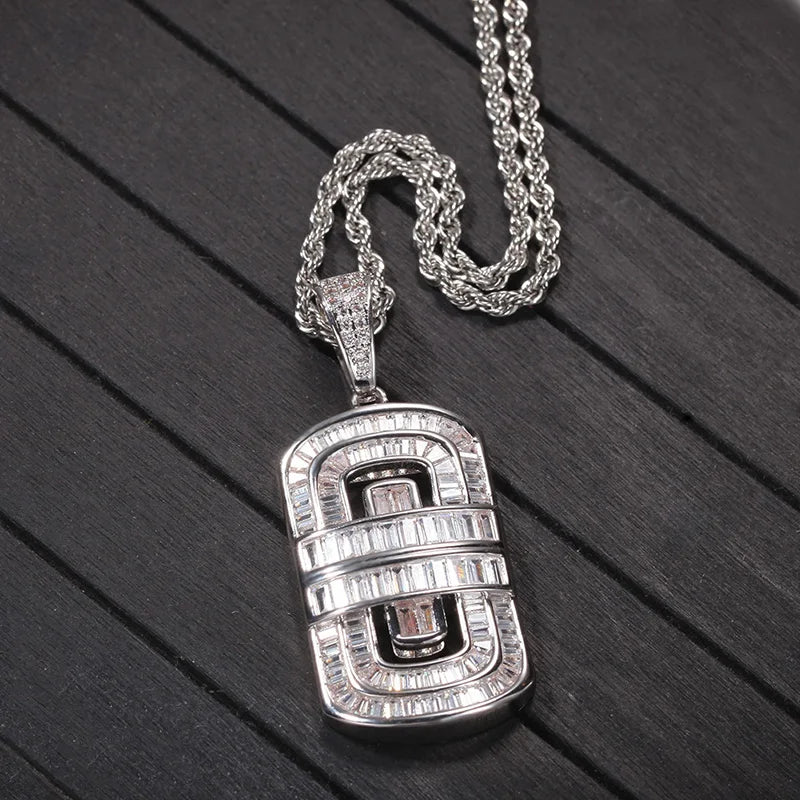 Micro Paved AAA+ Cubic Zirconia Geometric Square Pendants Necklaces