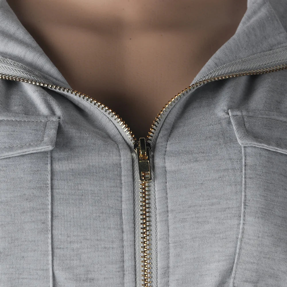 Solid Long Sleeve Two piece Sweatsuit Sets