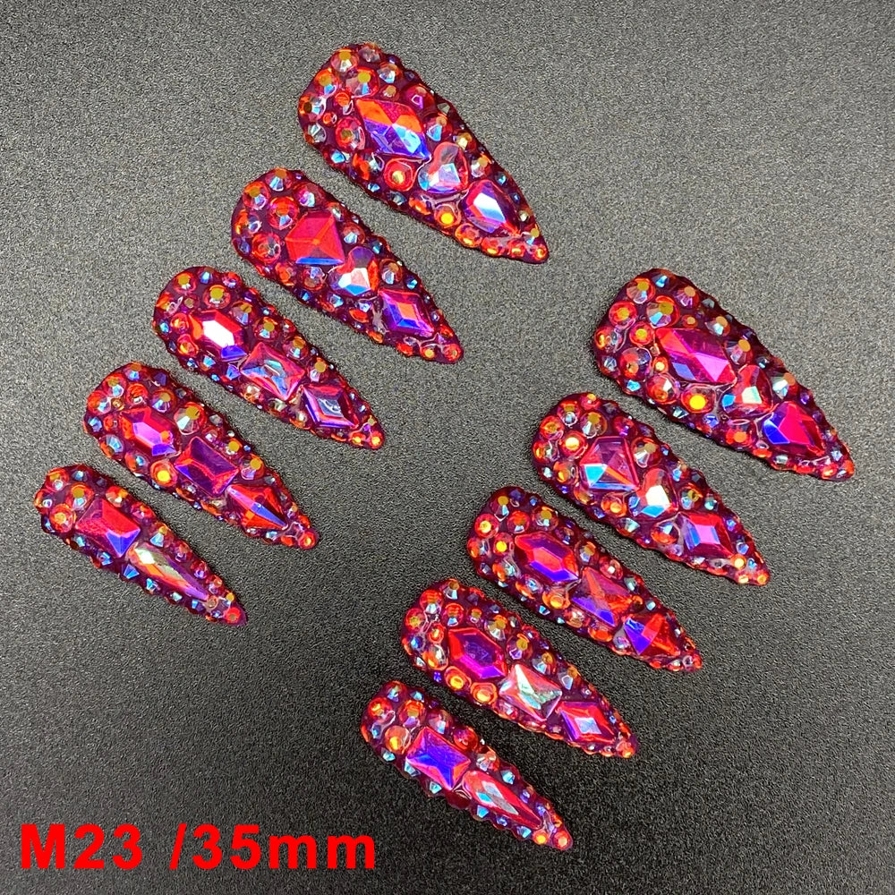 Wholesale Best Quality Durable Acrylic Handmade False Press on Nails 10PCS Luxury Long Ballerina Artificial Fingernail with Glue