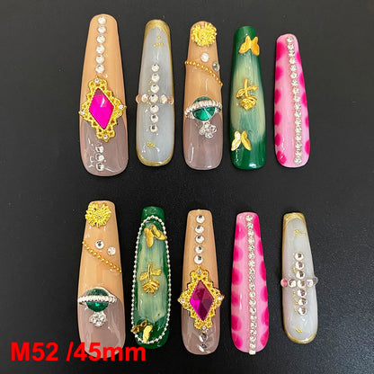 Wholesale Best Quality Durable Acrylic Handmade False Press on Nails 10PCS Luxury Long Ballerina Artificial Fingernail with Glue