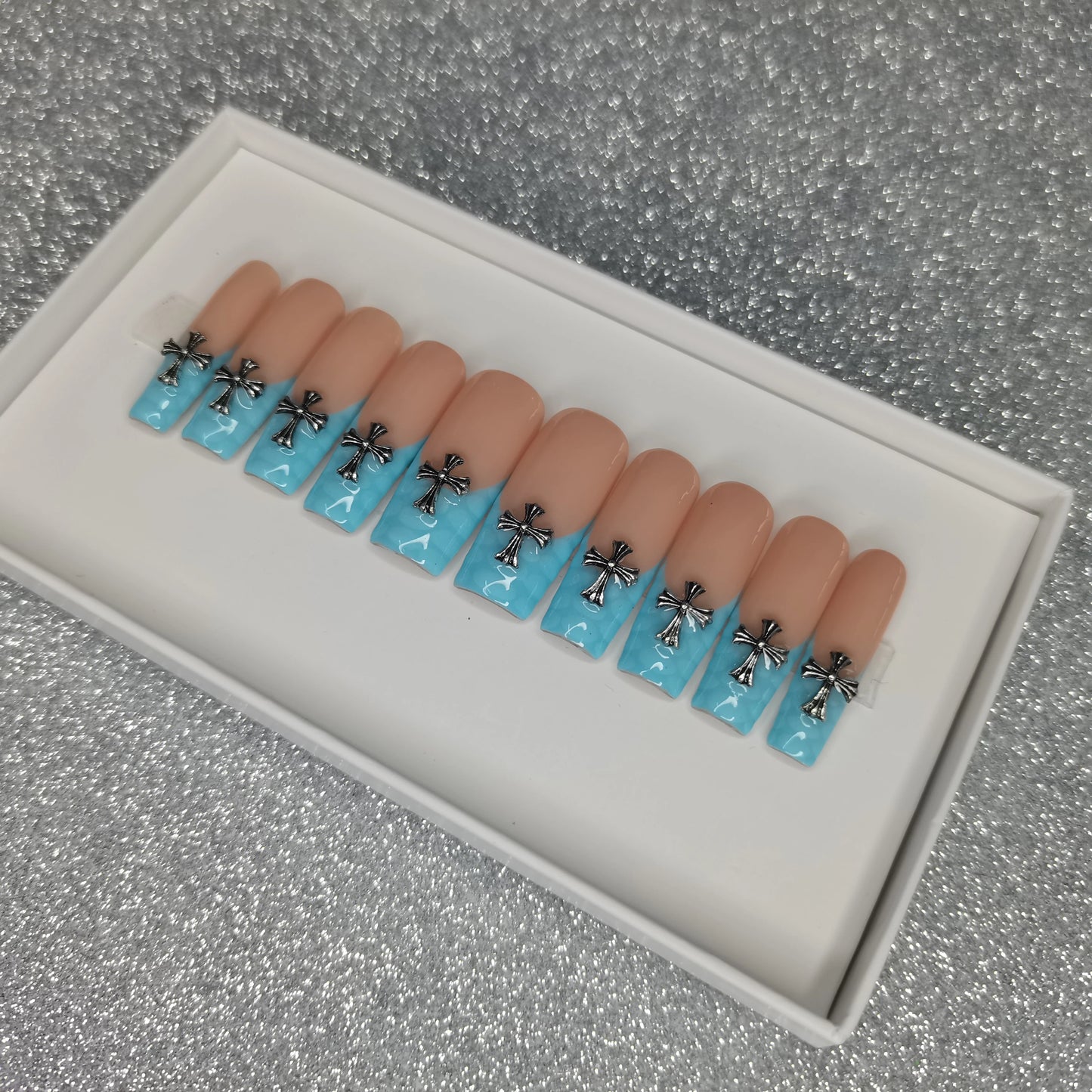 French Press on Nails Acrylic Hand Painted Designer Private Label Logo Customized Packaging Artificial Fingernails