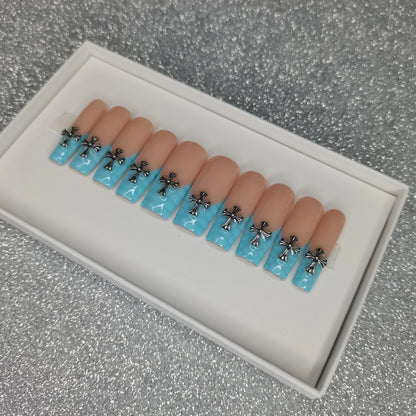 French Press on Nails Acrylic Hand Painted Designer Private Label Logo Customized Packaging Artificial Fingernails