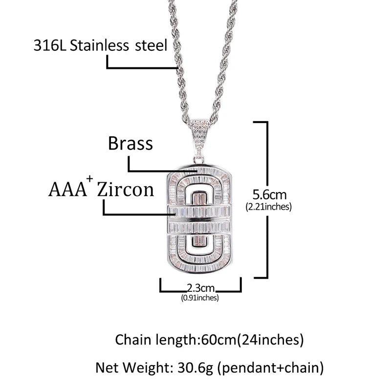 Micro Paved AAA+ Cubic Zirconia Geometric Square Pendants Necklaces