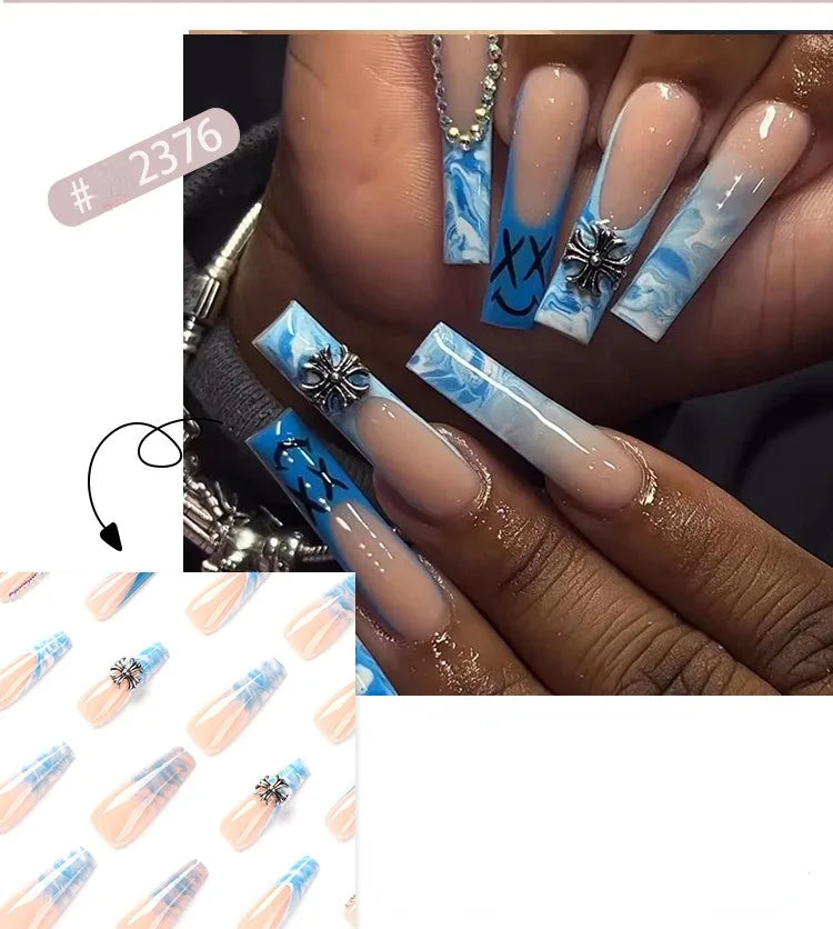 24 Pcs French Style Romantic Art Dating Nail Sets