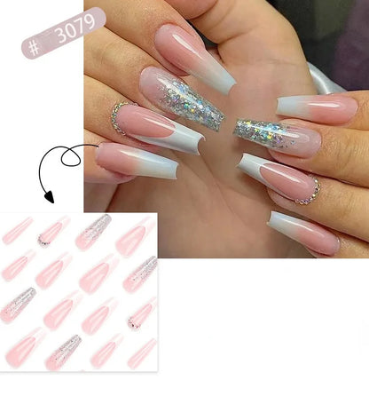 24 Pcs French Style Romantic Art Dating Nail Sets