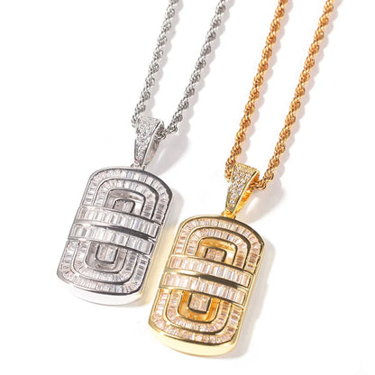 Micro Paved AAA+ Cubic Zirconia Geometric Square Pendants Necklaces