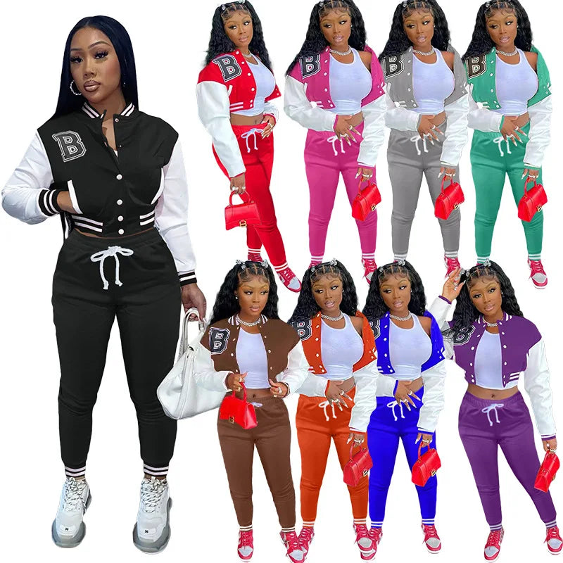 Fashion Trend Baseball Jurk Uniform 2 Piece Set Tracksuits Baseball Uniform Sports Suit Sweatsuits Women Set Sportswear Korean