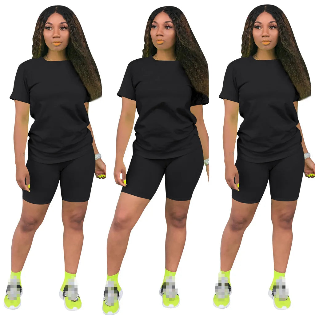 O-neck Crop Top + Short Sets 2 Piece Set For Women