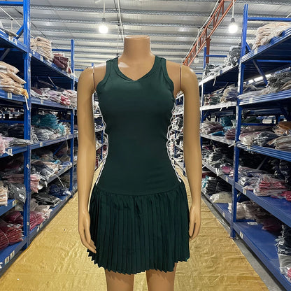 Ribbed Pleated Skirt Mini Dresses