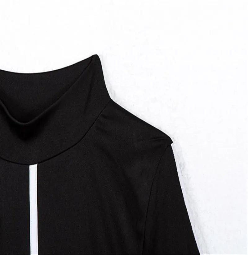 Tight All-around Contrast Slim Fit Midi Dresses