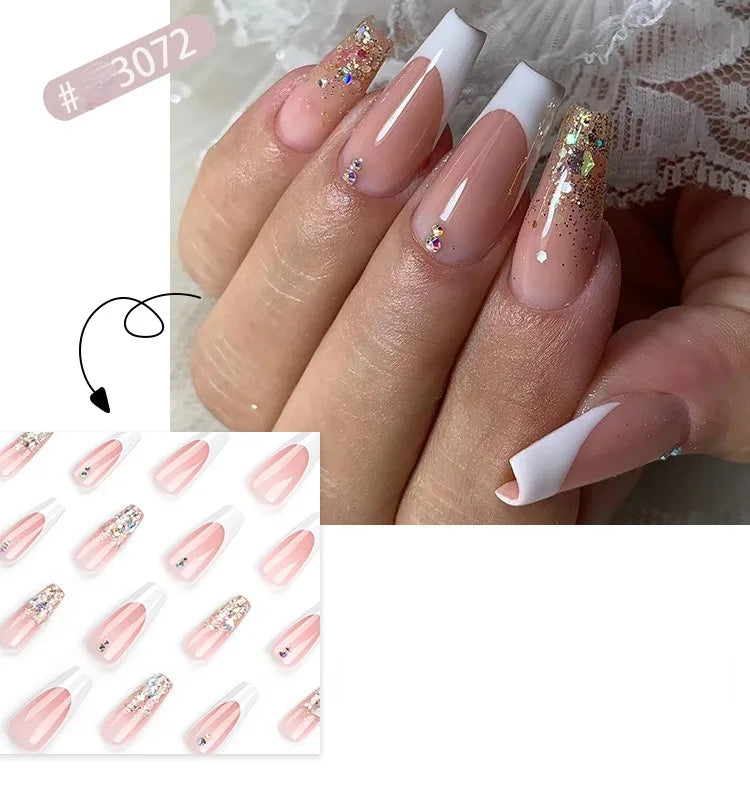 24 Pcs French Style Romantic Art Dating Nail Sets