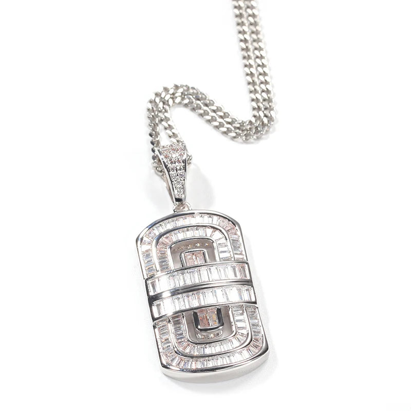 Micro Paved AAA+ Cubic Zirconia Geometric Square Pendants Necklaces