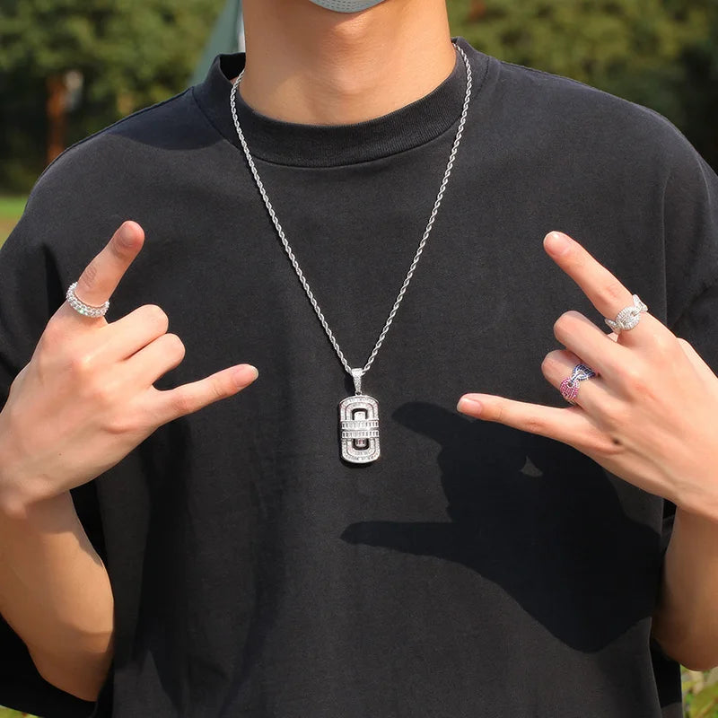Micro Paved AAA+ Cubic Zirconia Geometric Square Pendants Necklaces