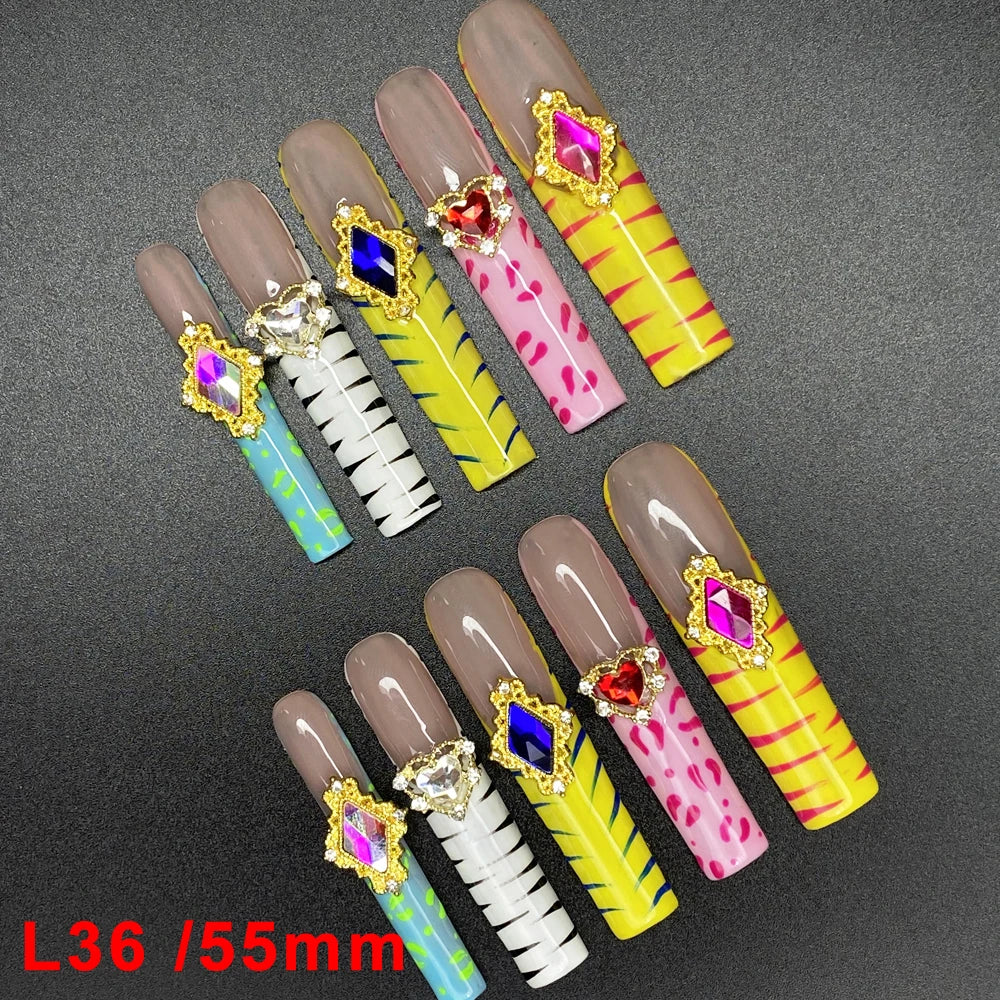 Custom Elegant 3D Decoration Ballerina Wearable Artificial Handmade Press on Nails 10PCS Hand Paint Trapezoid Nails Art Manicure