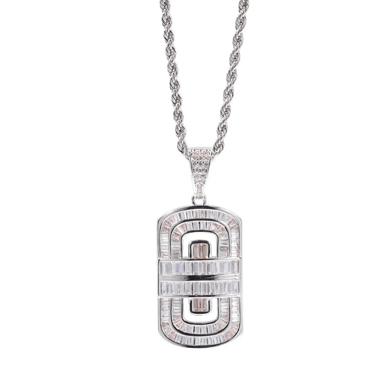 Micro Paved AAA+ Cubic Zirconia Geometric Square Pendants Necklaces