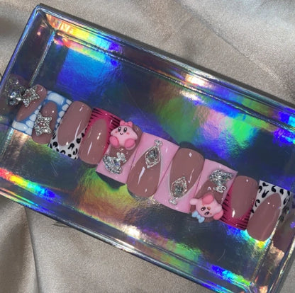 Exclusive Elegant French Design Private Label Short Matte Handmade Press Nails Fake Full Cover Rhinestone Acrylic Artificial