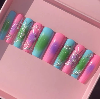 Exclusive Elegant French Design Private Label Short Matte Handmade Press Nails Fake Full Cover Rhinestone Acrylic Artificial