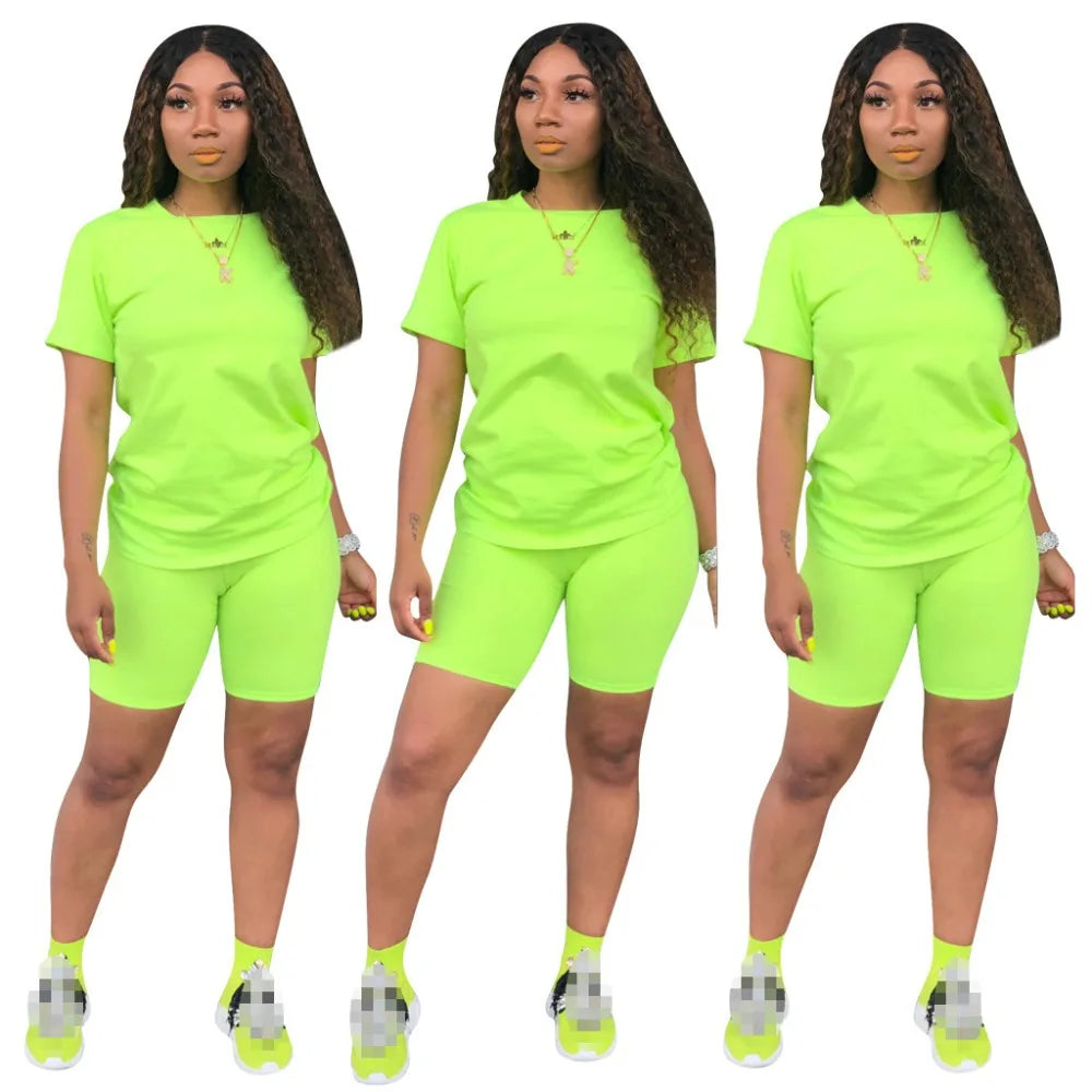 O-neck Crop Top + Short Sets 2 Piece Set For Women