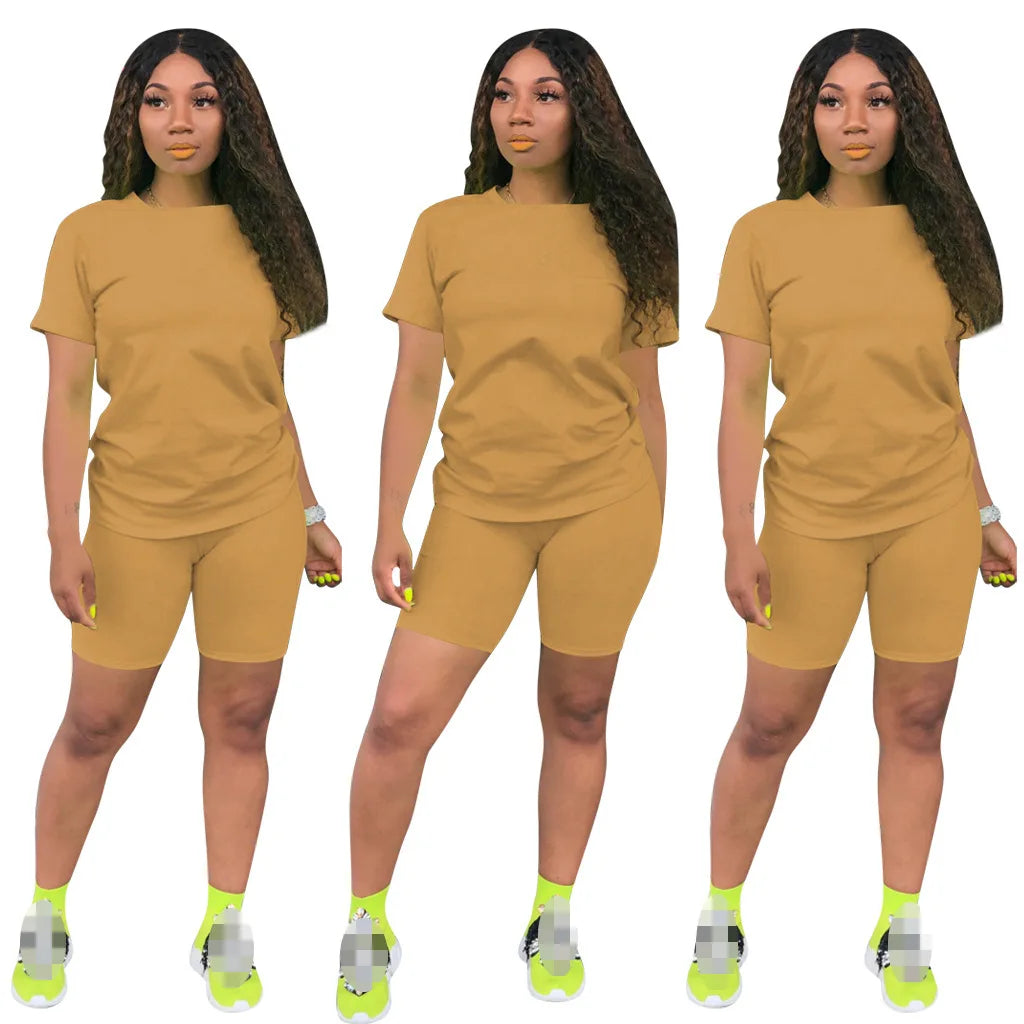 O-neck Crop Top + Short Sets 2 Piece Set For Women