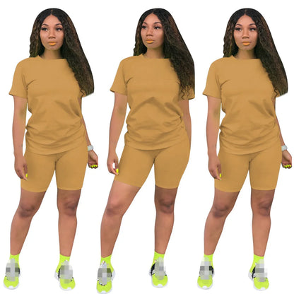 O-neck Crop Top + Short Sets 2 Piece Set For Women