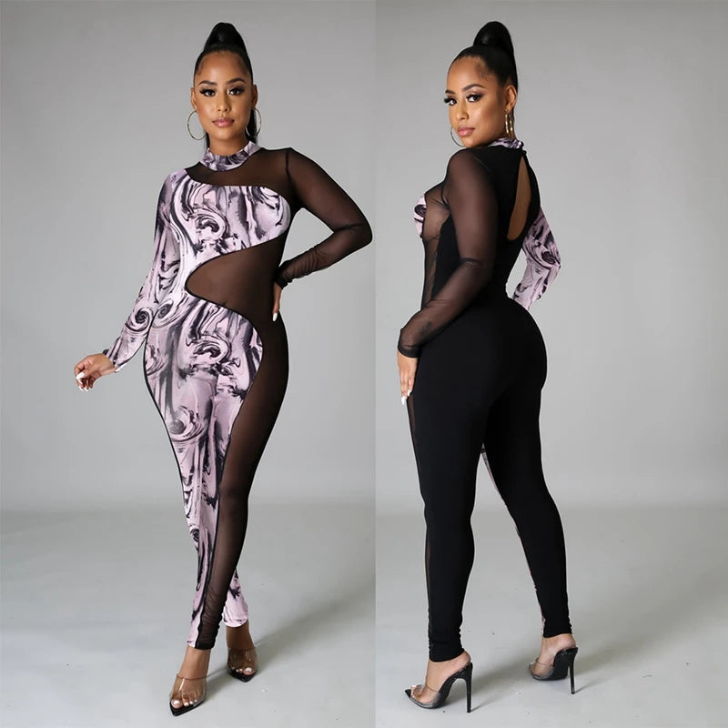 Sarah Sheer Long Sleeve One Piece Bodycon Jumpsuit