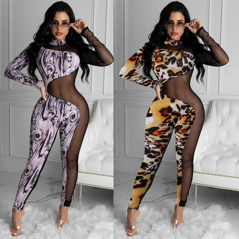 Sarah Sheer Long Sleeve One Piece Bodycon Jumpsuit