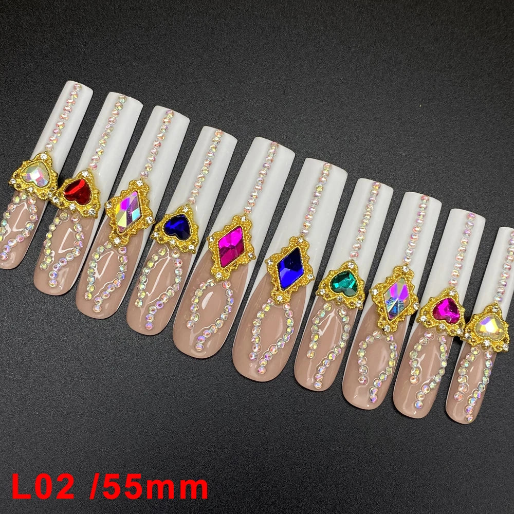 Custom Elegant 3D Decoration Ballerina Wearable Artificial Handmade Press on Nails 10PCS Hand Paint Trapezoid Nails Art Manicure