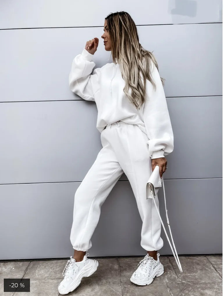 Angela Women Hooded Tracksuit Sports 2 Pieces Set (Streetwear)