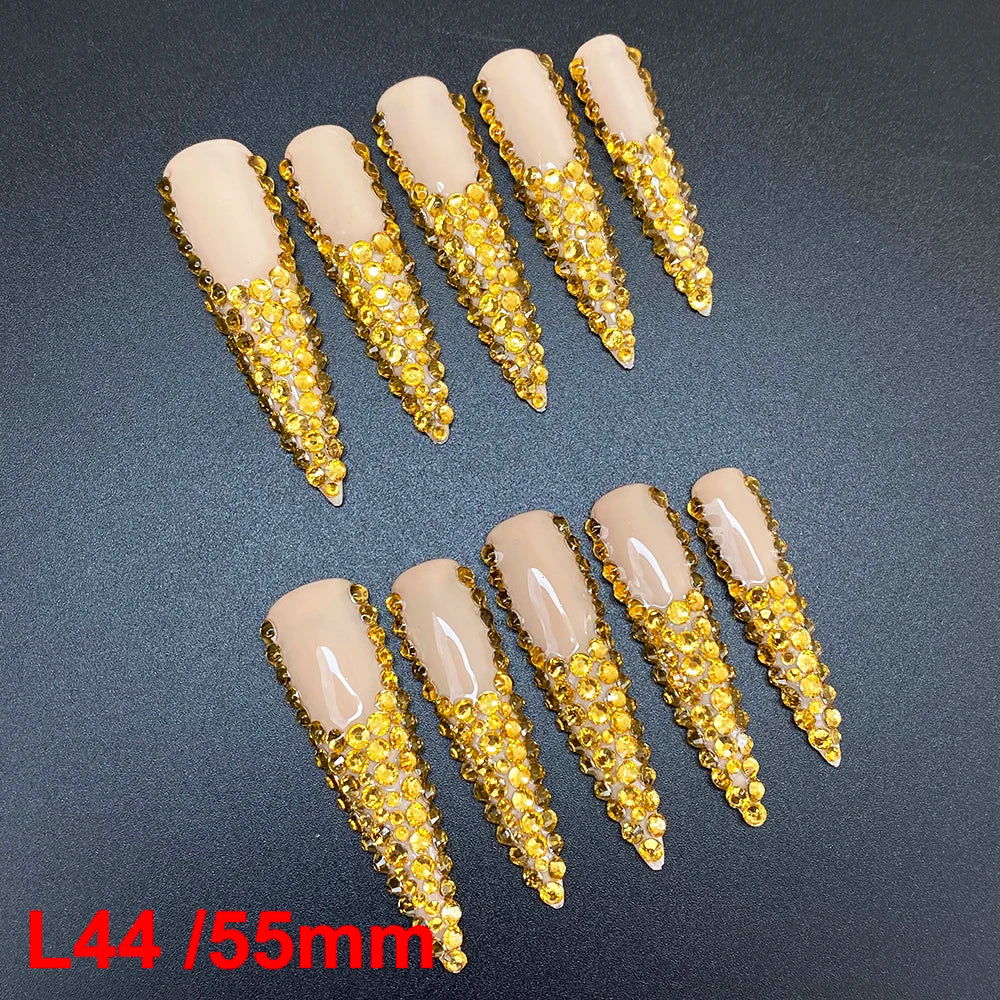 Custom Elegant 3D Decoration Ballerina Wearable Artificial Handmade Press on Nails 10PCS Hand Paint Trapezoid Nails Art Manicure