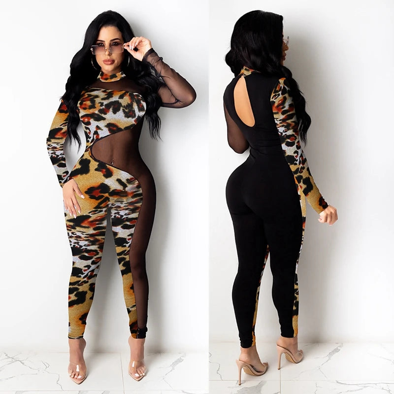 Sarah Sheer Long Sleeve One Piece Bodycon Jumpsuit