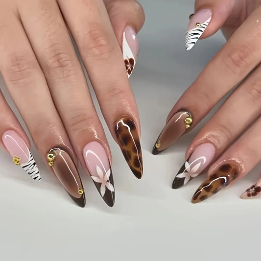 Wholesale Handmade Short Artificial Acrylic French Press Nails Luxury Coffin Style False Nail Tips Rhinestones for Fingers Salon