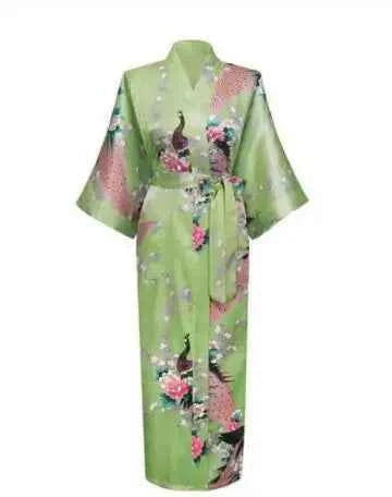 Long Robe Print Flower Peacock Kimono Bathrobe Sleepwear