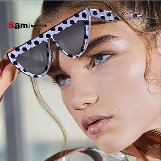 Samjine Cat Eye Designer Narrow Frame Flat Top Shades