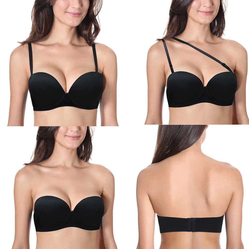 Strapless Wedding Multiway Bralette Add 2 Cup Super Padded Push Up Bra (Size 32 34 36 38 40 A B C D)