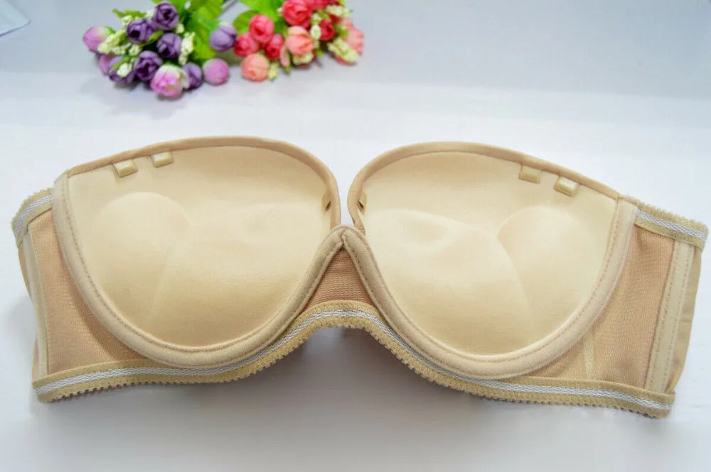 Strapless Wedding Multiway Bralette Add 2 Cup Super Padded Push Up Bra (Size 32 34 36 38 40 A B C D)