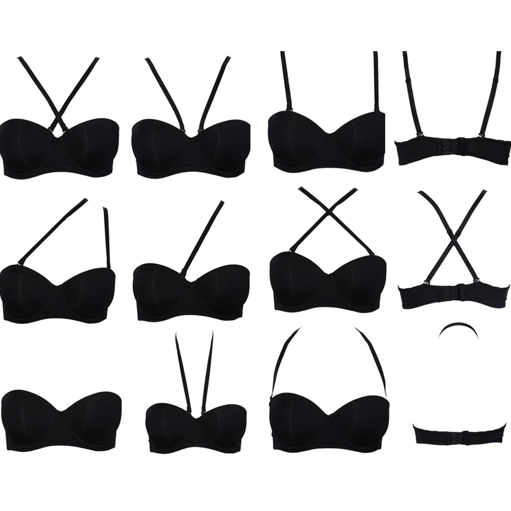 Strapless Wedding Multiway Bralette Add 2 Cup Super Padded Push Up Bra (Size 32 34 36 38 40 A B C D)