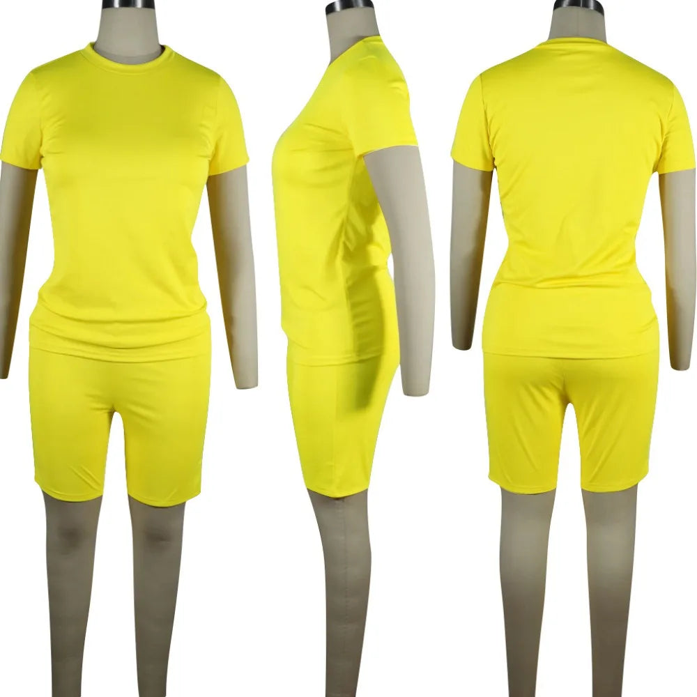 O-neck Crop Top + Short Sets 2 Piece Set For Women